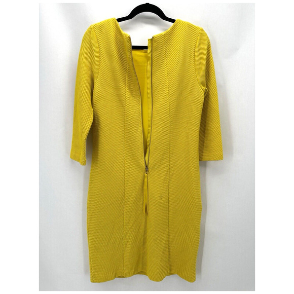 Boden Riva Jacquard Shift Dress Size 6 Tall Yellow 3/4 Sleeve Retro Mod Twee - Picture 3 of 11